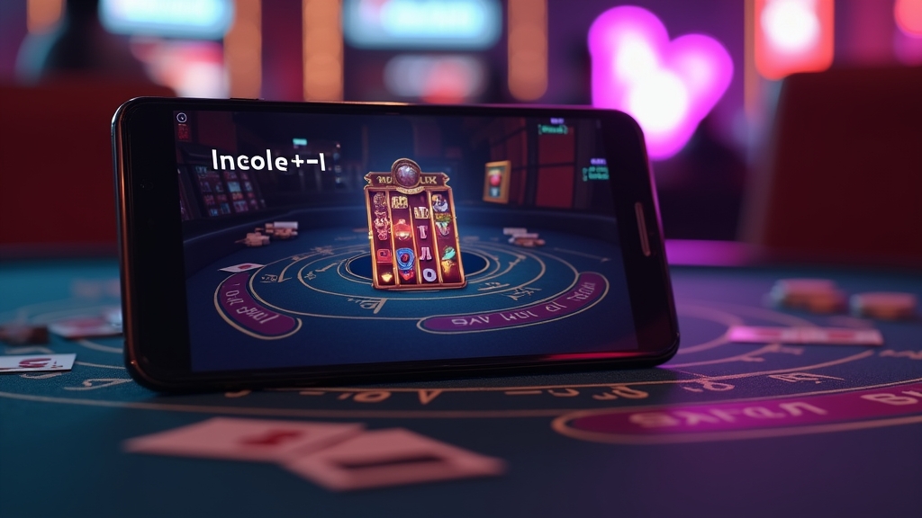 Android phone installing a slot app beside casino chips