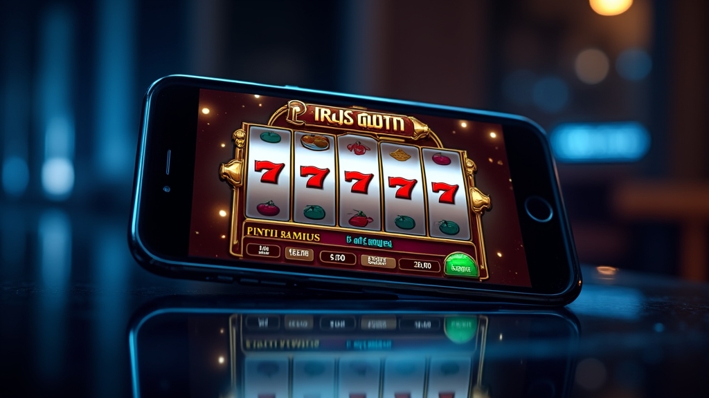 Classic slot demo shown on a phone and tablet in a dark casino setting