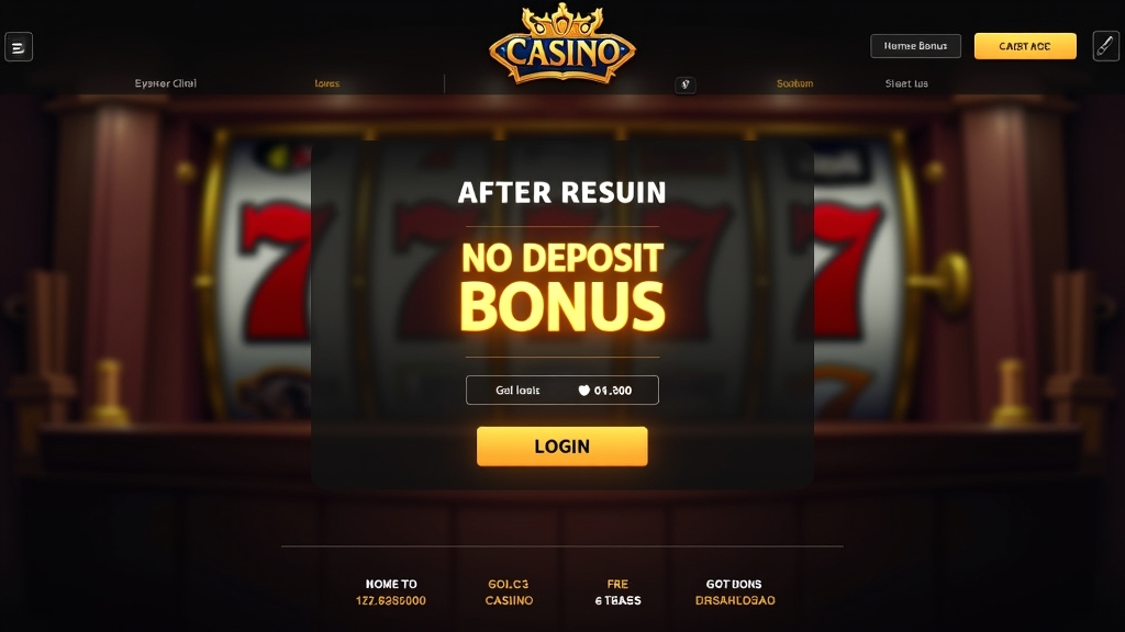 A casino promotions screen showing a no deposit bonus after login